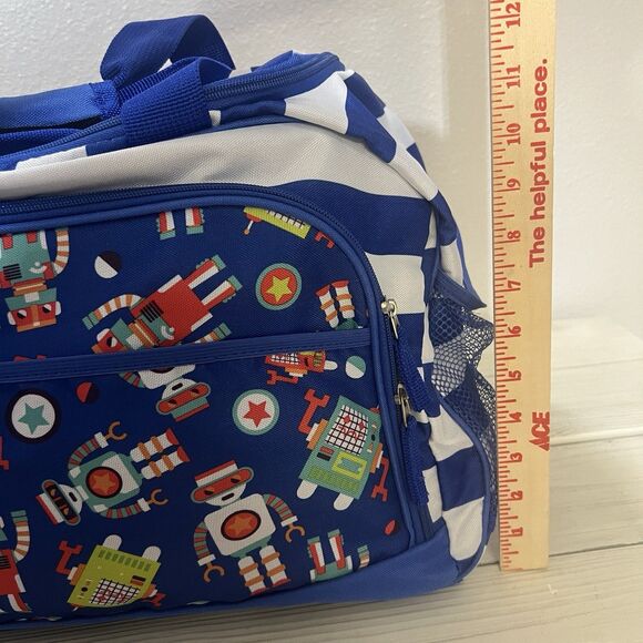 Kids Robot Sleeping Bag & Duffel Set Blue Boys Travel Nap Mat Sleepover Bundle - Picture 7 of 9